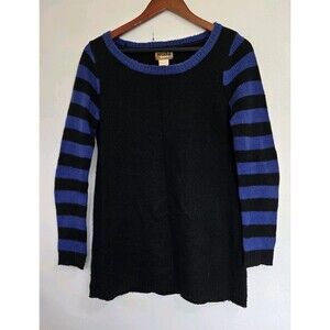 Vintage Mudd Sweater Womens M Black Blue Grunge Striped 90s‎ Y2K Retro Edgy